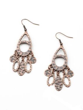 Paparazzi Plains Jane Copper Teardrop Fringe Dangle Earrings